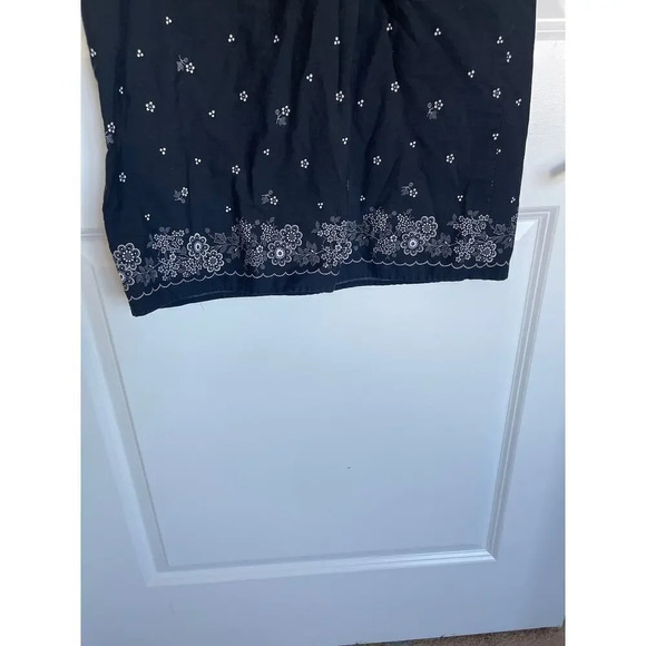 Anne Taylor LOFT 100% Cotton Black/Cream Floral Spaghetti Strap Dress S4 (SDR28) - Picture 4 of 5